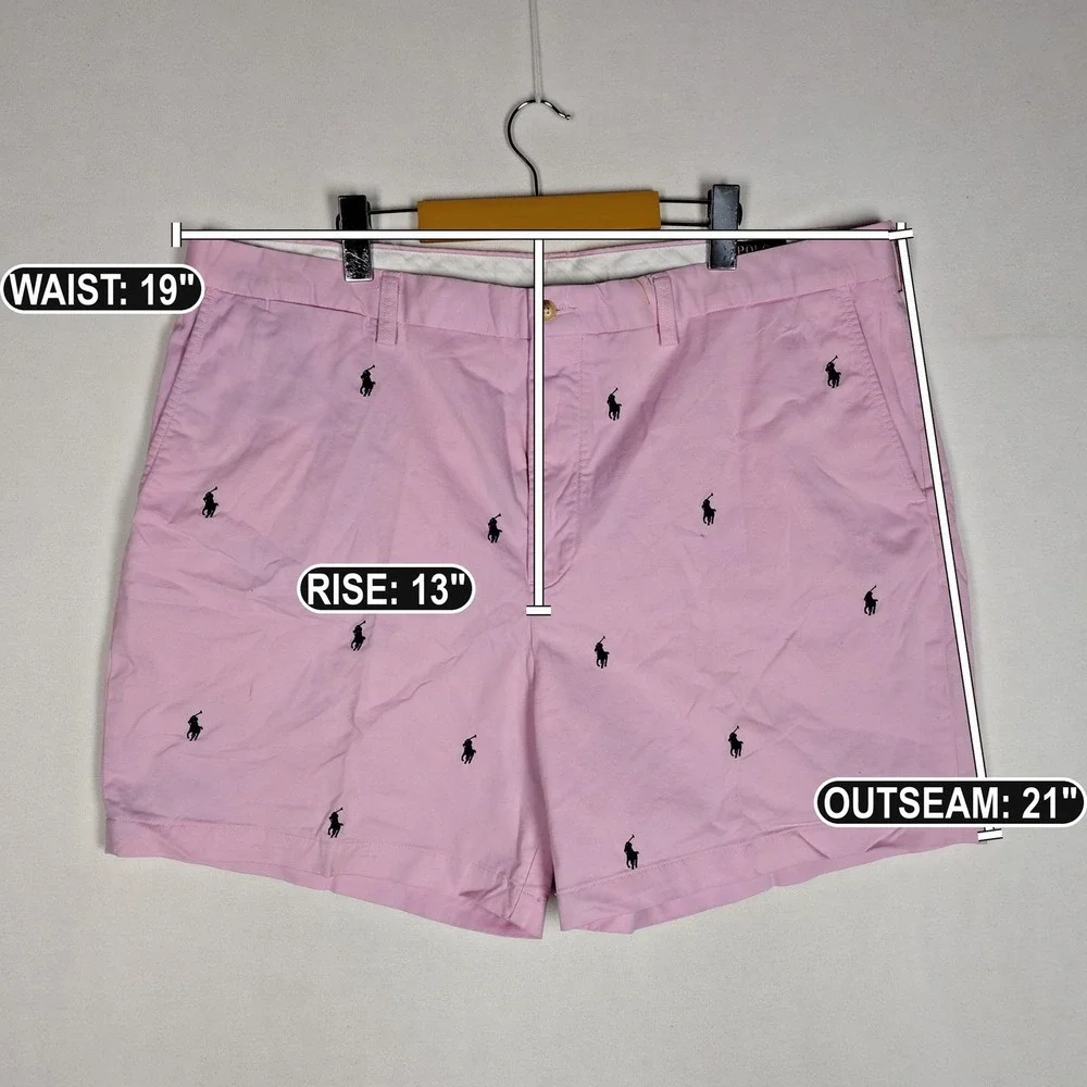 Polo Ralph Lauren Mens Pink All Over Pony Embroidered Stretch Classic Fit Shorts